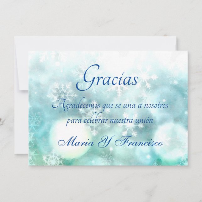 Carte De Remerciements Elegante Acuarela Copo de Nieve Tarjeta de Gracias (Devant)