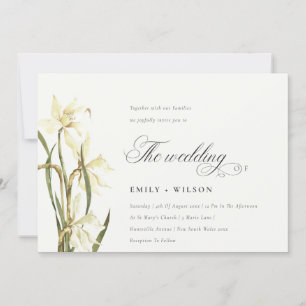 Carte De Remerciements Elégante aquarelle blanc Daffodil Mariage Invitati