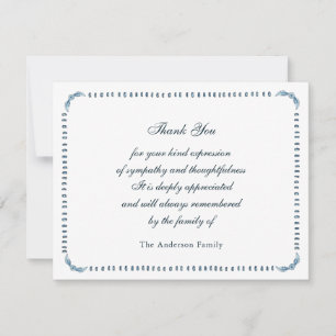 Carte De Remerciements Elégante aquarelle Bleu & blanc cadre