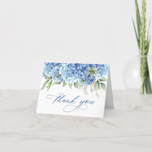Carte De Remerciements Elégante aquarelle bleu Hydrangea Flower Simple