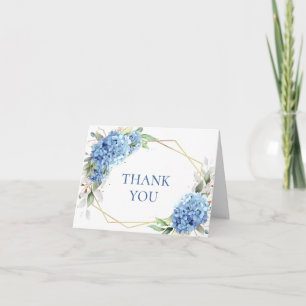Carte De Remerciements Elégante aquarelle bleu Hydrangea Flower Simple