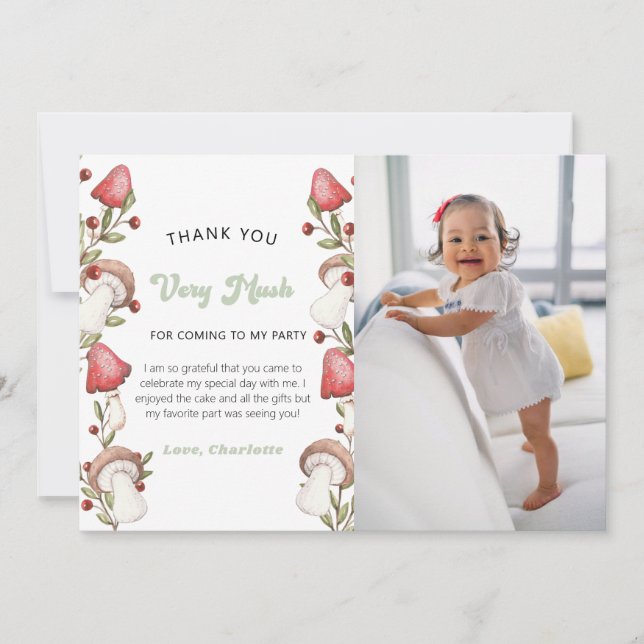 Carte De Remerciements Elégante aquarelle champignon boisé photo (Devant)