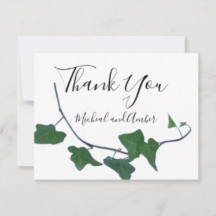 Carte De Remerciements Elégante aquarelle classique Vert anglais Ivy