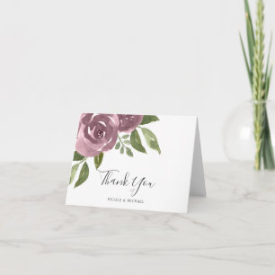Carte De Remerciements Elégante aquarelle Dusty Mauve Floral