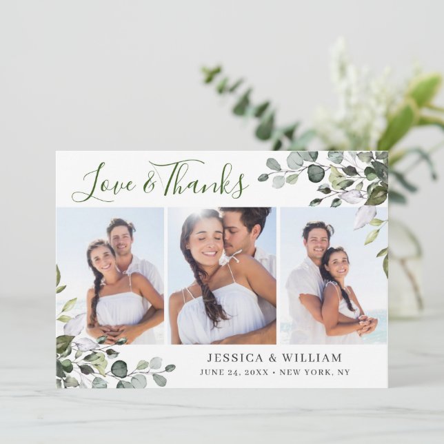 Carte De Remerciements Elégante aquarelle Eucalyptus Verdure 3 PHOTO (Debout devant)