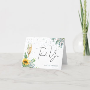 Carte De Remerciements Elégante aquarelle Fête des mariées florale de tou