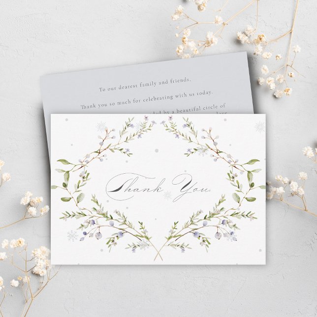 Carte De Remerciements Elégante aquarelle Fleur sauvage d'hiver Mariage (Créateur téléchargé)