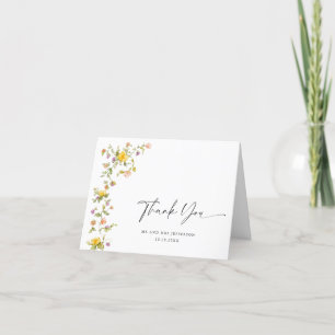 Carte De Remerciements Elégante aquarelle Fleurs sauvages Mariage botaniq