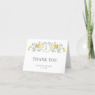 Carte De Remerciements Elégante aquarelle Fleurs sauvages Mariage botaniq