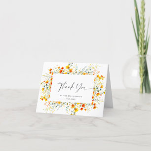 Carte De Remerciements Elégante aquarelle Fleurs sauvages Mariage botaniq