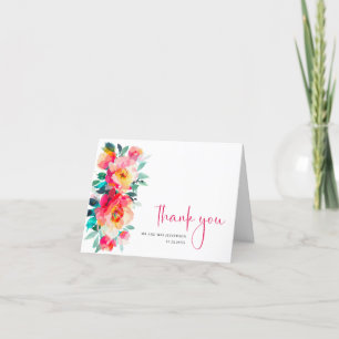 Carte De Remerciements Elégante aquarelle Fleurs sauvages Mariage botaniq