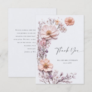 Carte De Remerciements Elégante aquarelle Fleurs sauvages Mariage floral