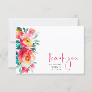 Carte De Remerciements Elégante aquarelle Fleurs sauvages Mariage floral