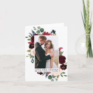 Carte De Remerciements Elégante aquarelle Floral Love Thanks Note