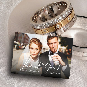 Carte De Remerciements Elégante aquarelle Floral Mariage Photo