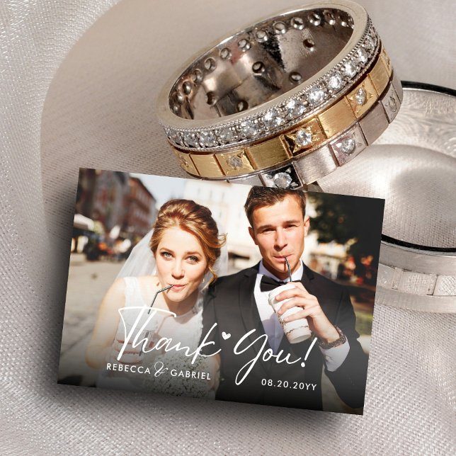 Carte De Remerciements Elégante aquarelle Floral Mariage Photo (Créateur téléchargé)