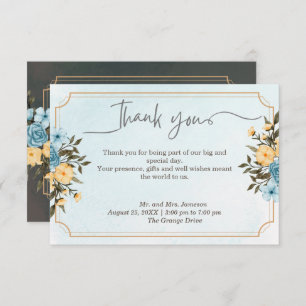 Carte De Remerciements Elégante aquarelle florale moderne Mariage de verd