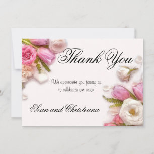 Carte De Remerciements Elégante aquarelle florale rose et blanc printemps