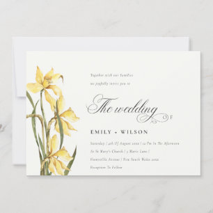 Carte De Remerciements Elégante aquarelle Jaune Daffodil Mariage Invitati