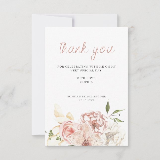 Carte De Remerciements Elégante aquarelle Pastel Floral (Devant)
