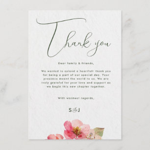 Carte De Remerciements Élégante aquarelle rose corail floral mariage