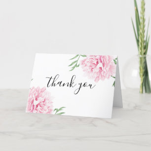 Carte De Remerciements Elégante aquarelle rose Peony