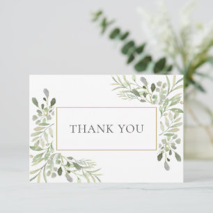 Carte De Remerciements Elégante aquarelle verdure poème funéraire