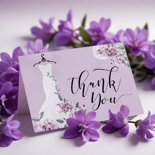 Carte De Remerciements Elégante aquarelle violet Mariage Floral