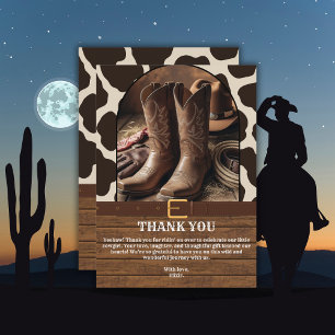 Carte De Remerciements Élégante Baby Shower Bottes de Cowgirl