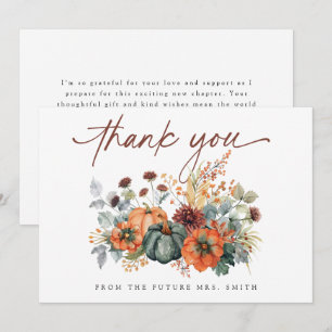 Carte De Remerciements Élégante Baby Shower d'Automne pour la Mariée