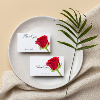 Carte De Remerciements Élégante Baby Shower de Mariage Rose Rouge