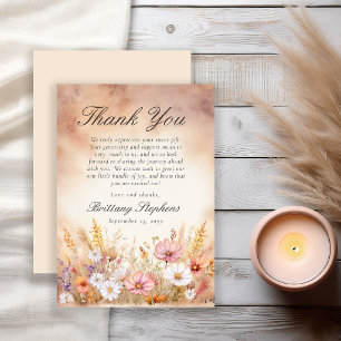 Carte De Remerciements Élégante Baby Shower Fleur des Champs de l'Automne