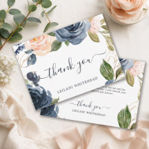 Élégante Baby Shower Fleurs Aquarelle Bleu Marine