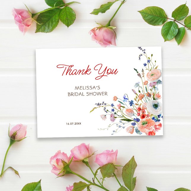 Carte De Remerciements Élégante Baby Shower Floral (Créateur téléchargé)