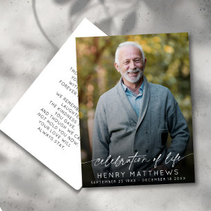 Carte De Remerciements Élégante célébration de la vie Script photo Funéra