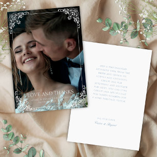 Carte De Remerciements Elégante Chinoiserie Bleue et Blanche Mariage Vint