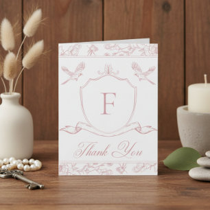 Carte De Remerciements Élégante Chinoiserie rose Mariage d'oiseaux et de