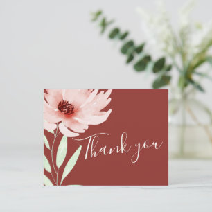 Carte De Remerciements Elégante couleur rose rouge Mariage floral