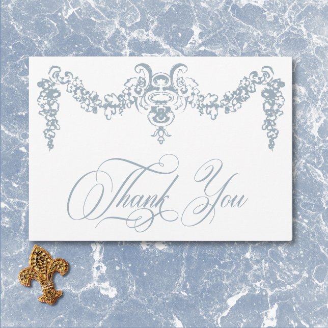 Carte De Remerciements Elégante Dusty Blue Chinoiserie Cherub Mariage (Elegant Dusty Blue Chinoiserie Cherub Wedding Thank You Card)
