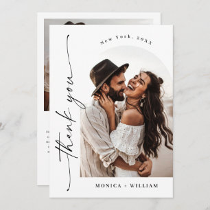 Carte De Remerciements Élégante écriture minimaliste Mariage 2 photo