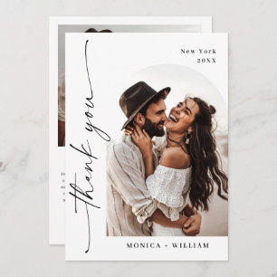 Carte De Remerciements Élégante écriture minimaliste Mariage 2 photo