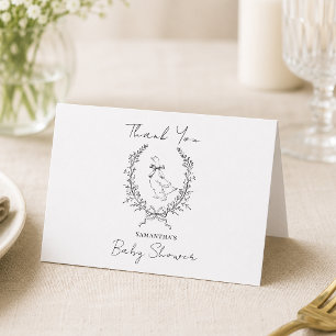 Carte De Remerciements Élégante et chic, fête de bébé pour un petit foui