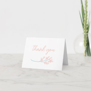 Carte De Remerciements Élégante Fête de Mariage à l'Aquarelle de Fleurs S