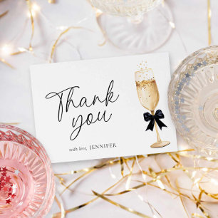 Carte De Remerciements Élégante Fête de Mariage au Champagne Doré