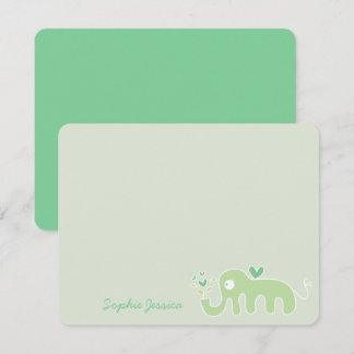 Carte De Remerciements Élégante Fête de Naissance de l'Éléphant Vert Fant
