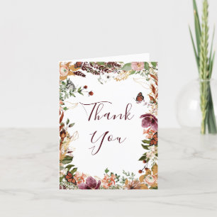 Carte De Remerciements Elégante Fête des mariées florale automne