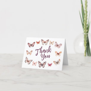 Carte De Remerciements Elégante Fête des mariées papillons PERSONNALISÉE