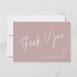 Carte De Remerciements Elégante Fête des mariées Rose Dusty
