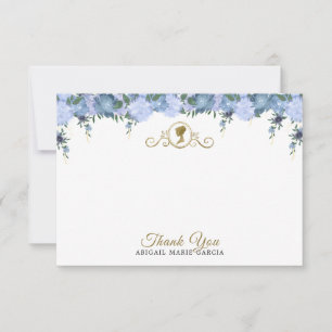 Carte De Remerciements Elégante Fête des mariées victorienne bleu Dusty F