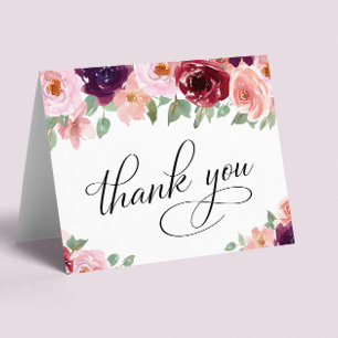 Carte De Remerciements Elégante fête florale 90e anniversaire